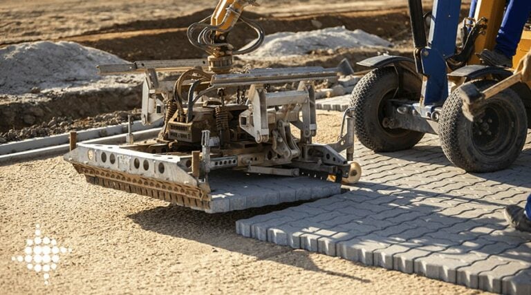 Assentamento mecanizado de piso intertravado